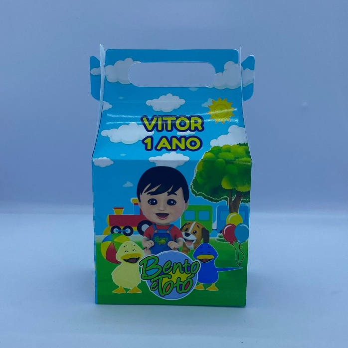 Caixinha Bento e Totó Maletinha Personalizada Nome e Idade Lembrancinha Festa Infantil Aniversário