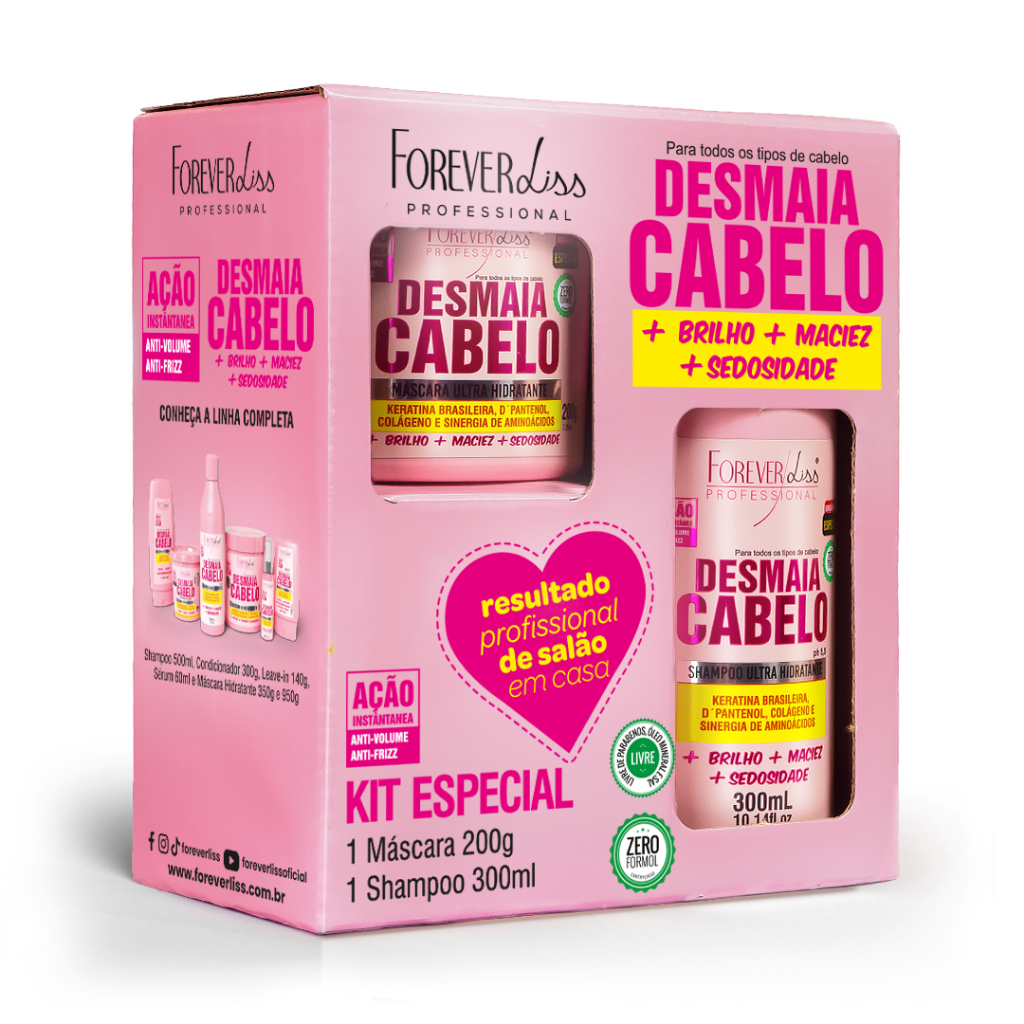 Kit Desmaia Cabelo Forever Liss Shampoo 300ml e Máscara 200g