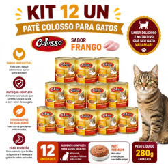Kit 12 Un - Patê Colosso para Gatos Frango 280g