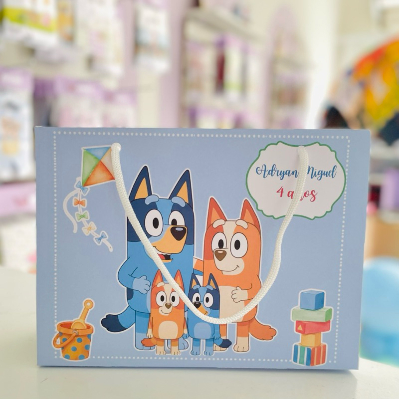 Sacolinha Personalizada Bluey e Bingo tradicional / lembrancinha - Pegue e Monte