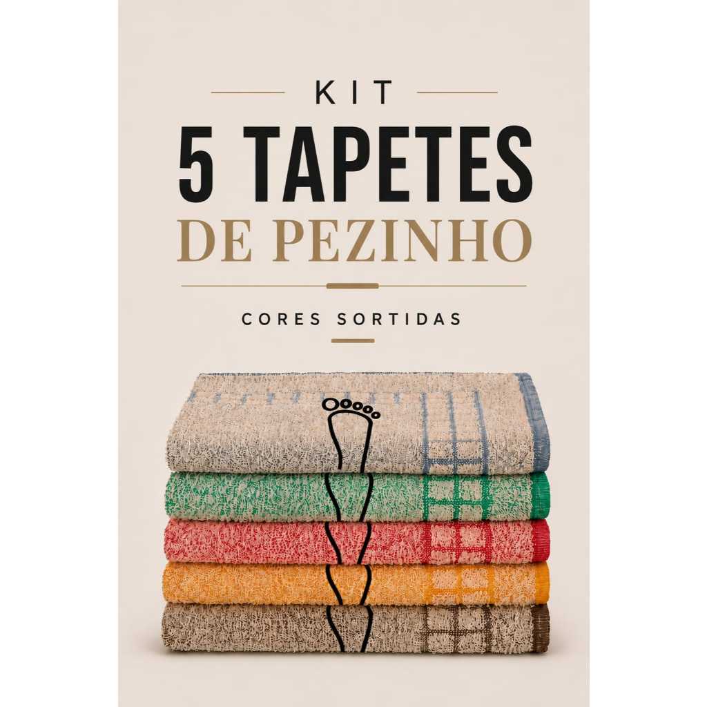 KIT COM 5 TOALHAS DE PISO TAPETE PEZINHO PARA BANHEIRO 40 X 60 100% ALGODÃO