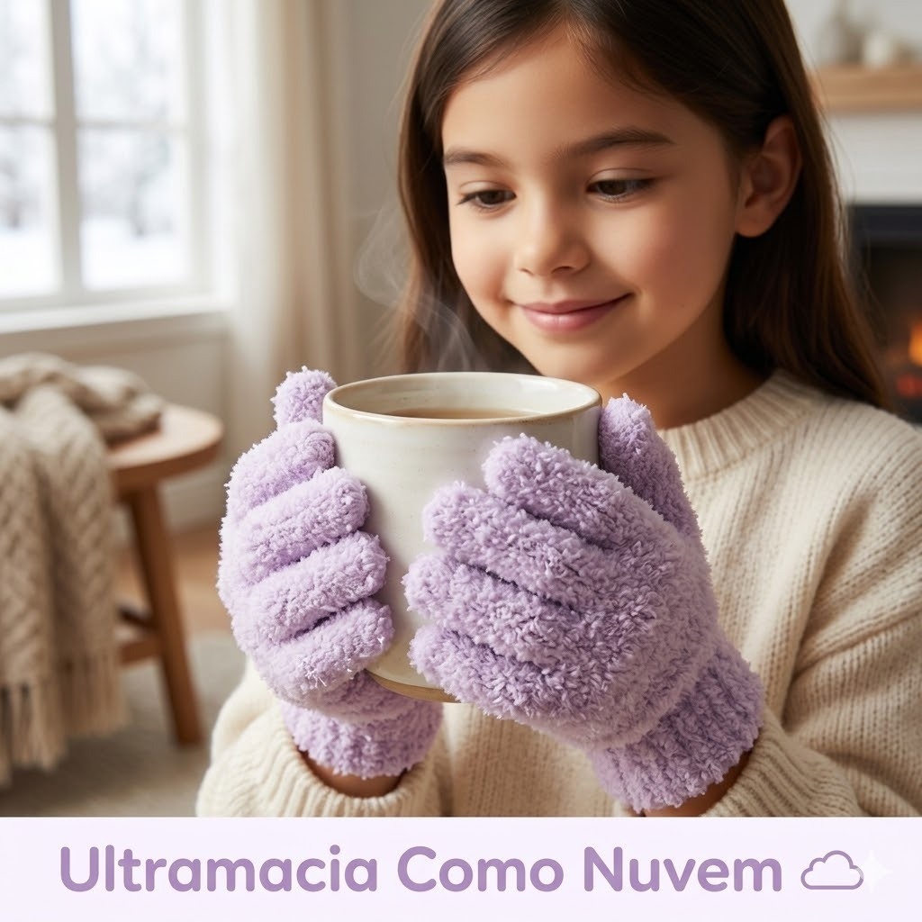 Luva Infantil Quente De Lã Inverno Menino Menina Gatinho Fofa