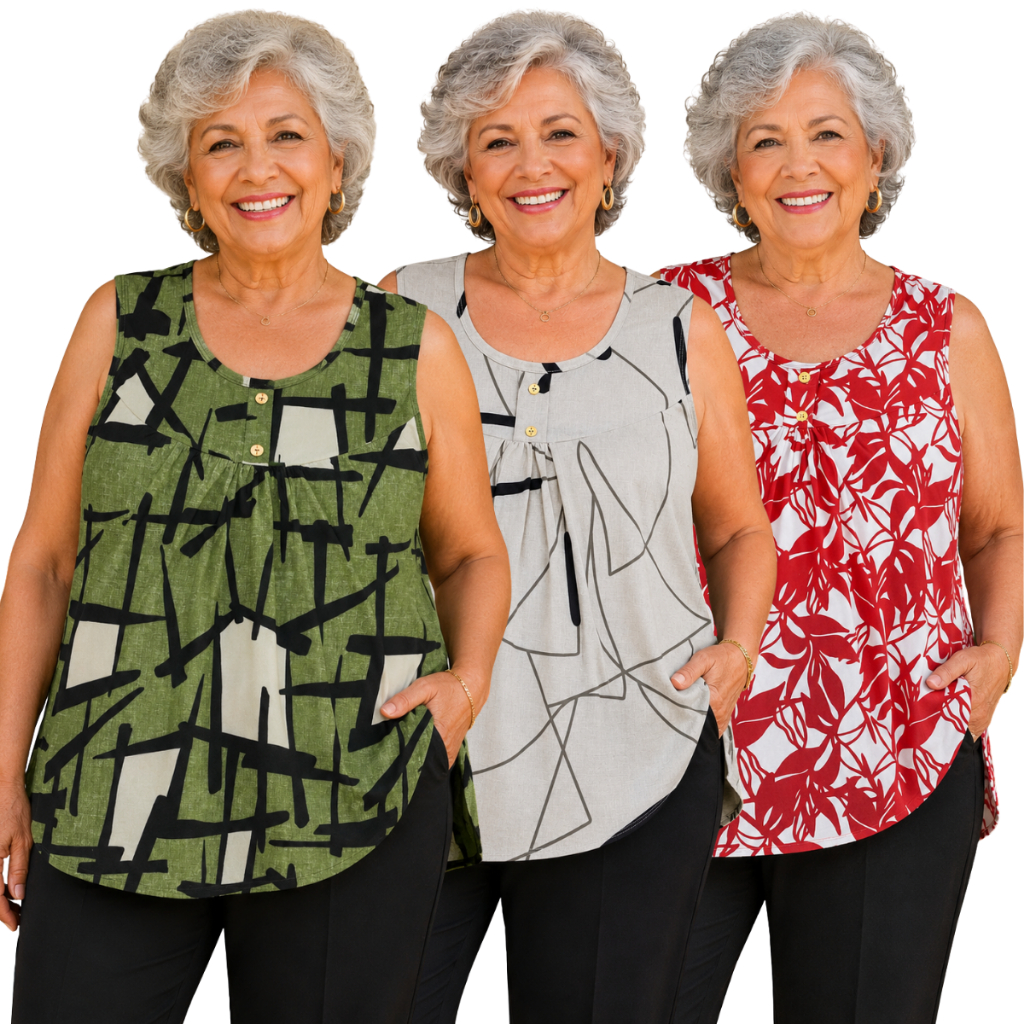 Kit 3 Regata Feminina Confortáveis  Malha Fria Estampadas Plus Senhoras