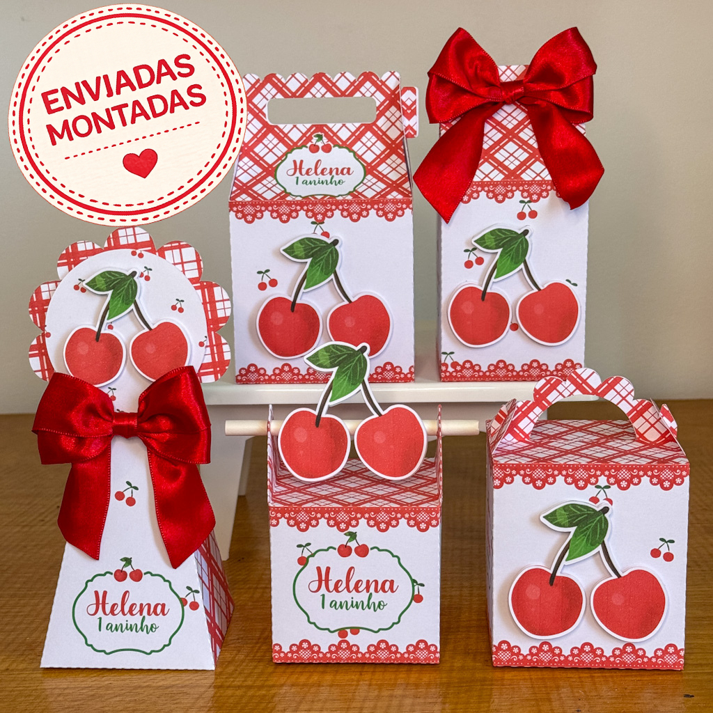 Kit Caixinhas Personalizadas Cerejinha - Lembrancinhas Festa Infantil Aniversário