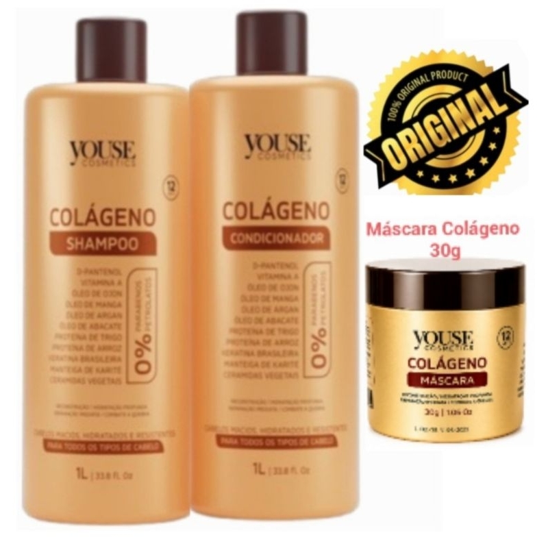 kit tratamento Intenso Shampoo e Condicionador Colágeno 12 Benefícios em 1 Youse Cosméticos2litro