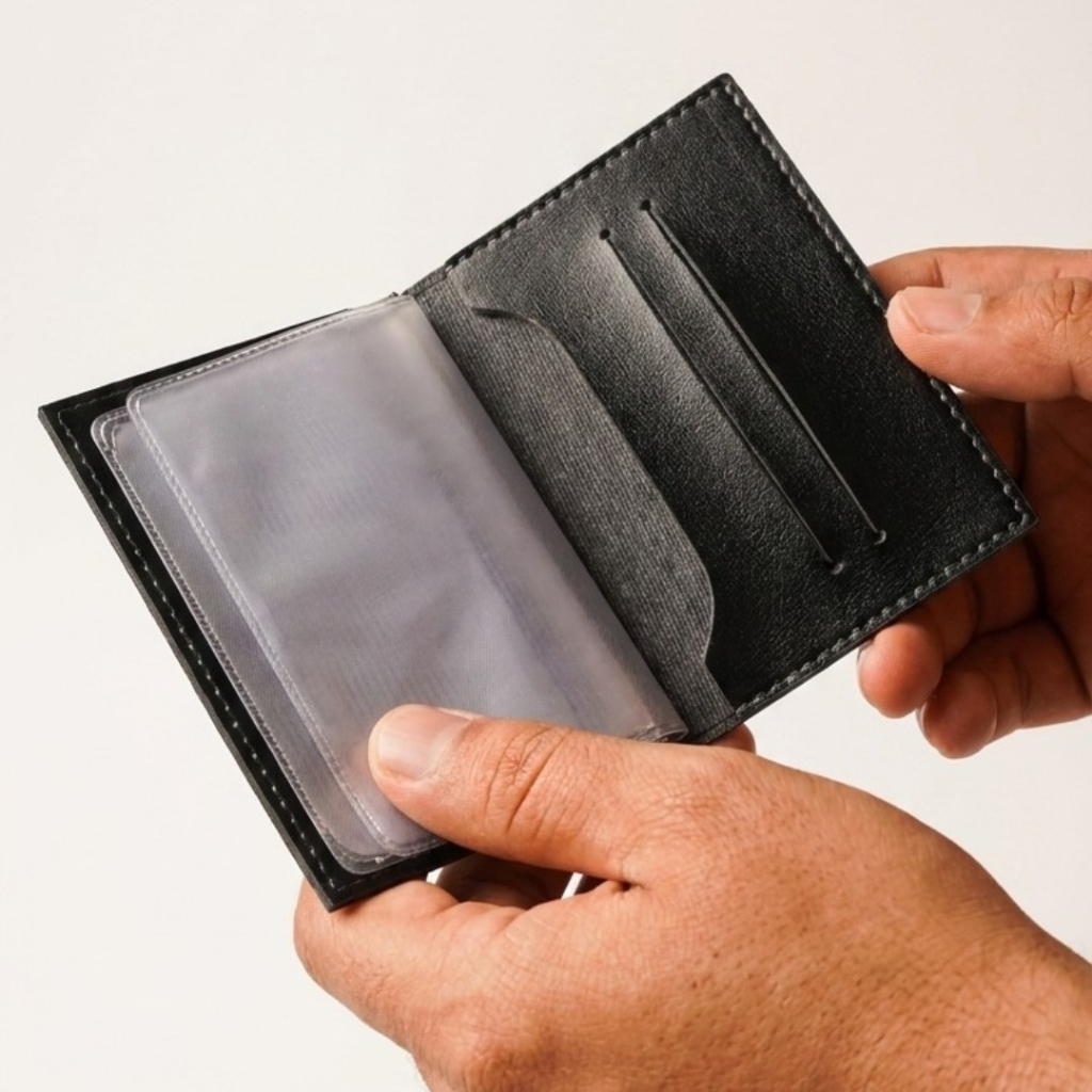 Porta Documentos Preto Carro e Moto em Couro Sintético Preto | Porta CNH, RG e Cartões – Modelo Elegante e Resistente