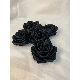 Flor de Cetim Preta Artesanal para Decoração – Flor Decorativa em Cetim | Escolha a Quantidade