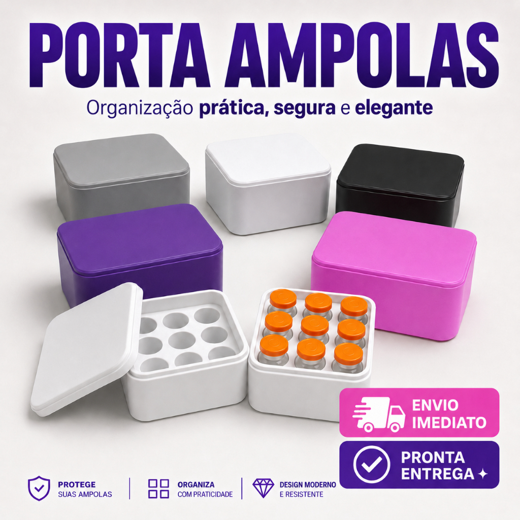 Caixa Porta Ampola 3ml a 5ml Case Organizadora p/ Tirze 9 Porta Frascos Ampolas Para Vacinas e Injeções