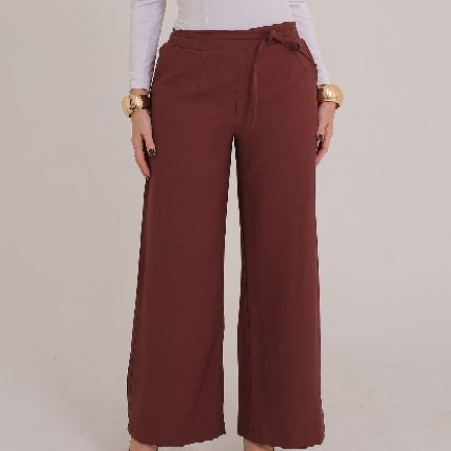Calça Pantalona Feminina Social Tecido Marrante Premium Cintura Alta com Bolso, Elegante Conforto e Versatilidade