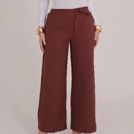 Calça Pantalona Feminina Social Tecido Marrante Premium Cintura Alta com Bolso, Elegante Conforto e Versatilidade — imagem 1
