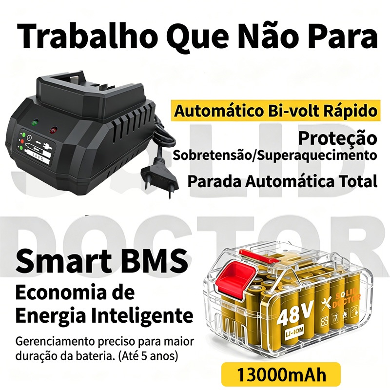 Furadeira Parafusadeira de Impacto Solid Doctor 48V 350NM Sem Fio Kit — foto 6