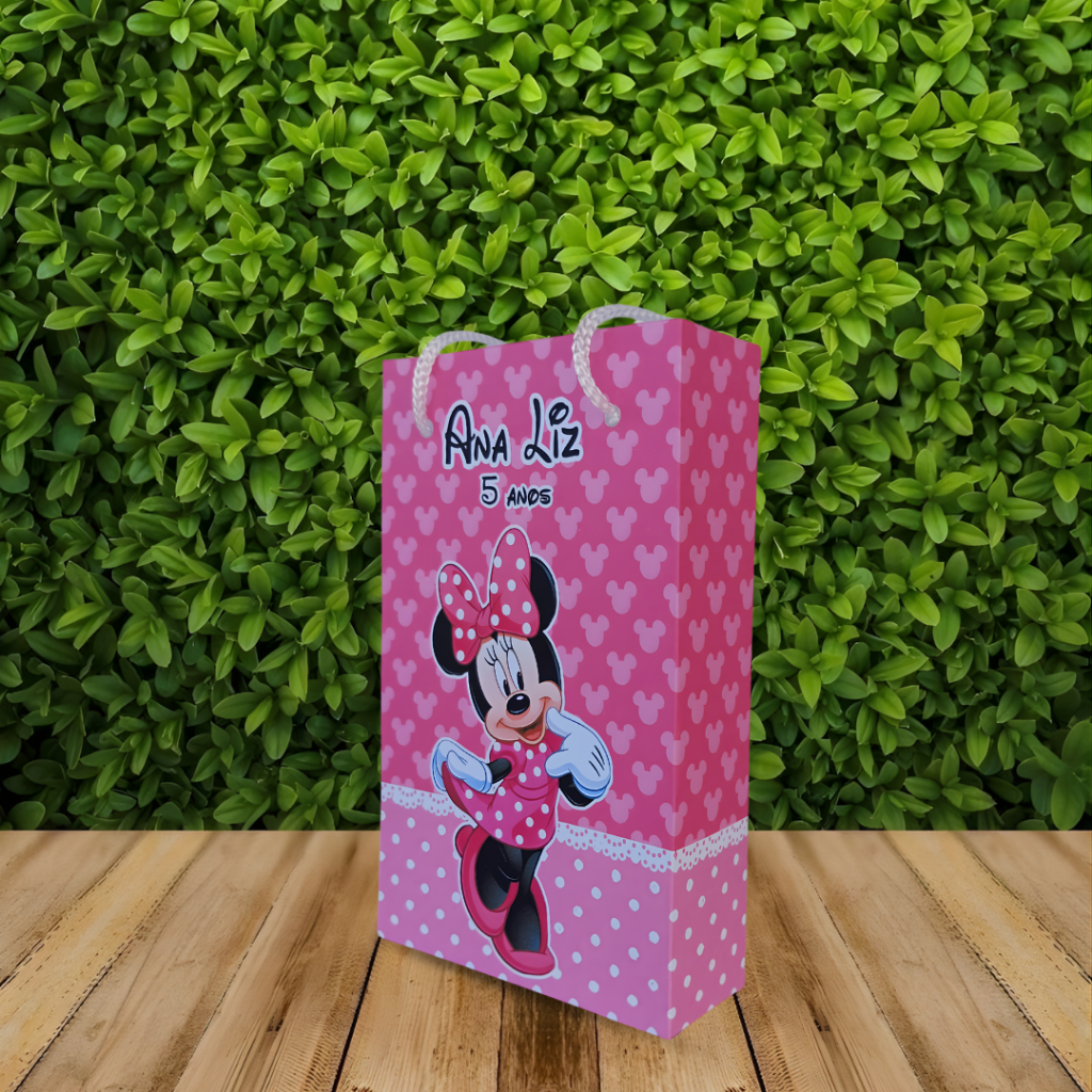 Sacolinha Surpresa Personalizada MINNIE ROSA - Lembrancinha para Festa (PEGUE E MONTE) — imagem 2 de 2