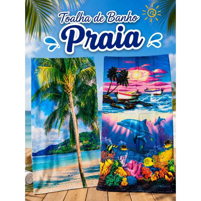 Toalha de Banho Praia Estampada Paisagem Tropical Unissex Alta Absorção Macia Leve 70x140cm