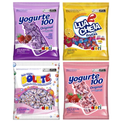 Kit 4X Balas Sortidas 500g (Lua Cheia Frutas Bolete Yogurte100 & Frutas Vermelhas) Dori
