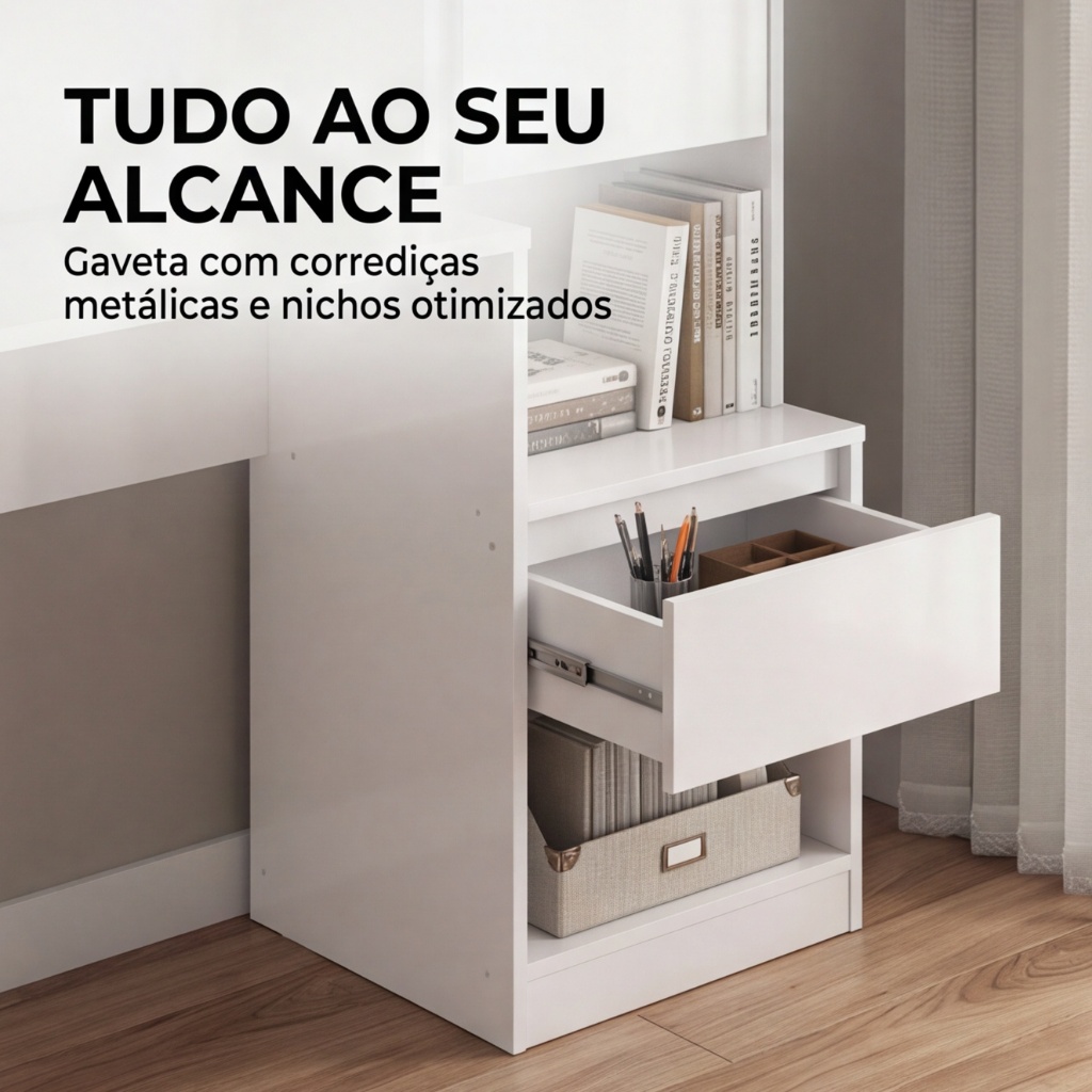 Escrivaninha Com Armário Office Morada Home Office Premium Para Quarto E Sala Moderna Desing Estudo