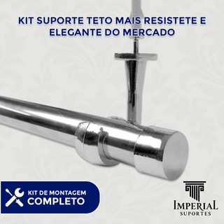 Varão Cortinas 2,00m 28mm Suporte para Teto Varao Cortina Sanca Cortineiro Trilho