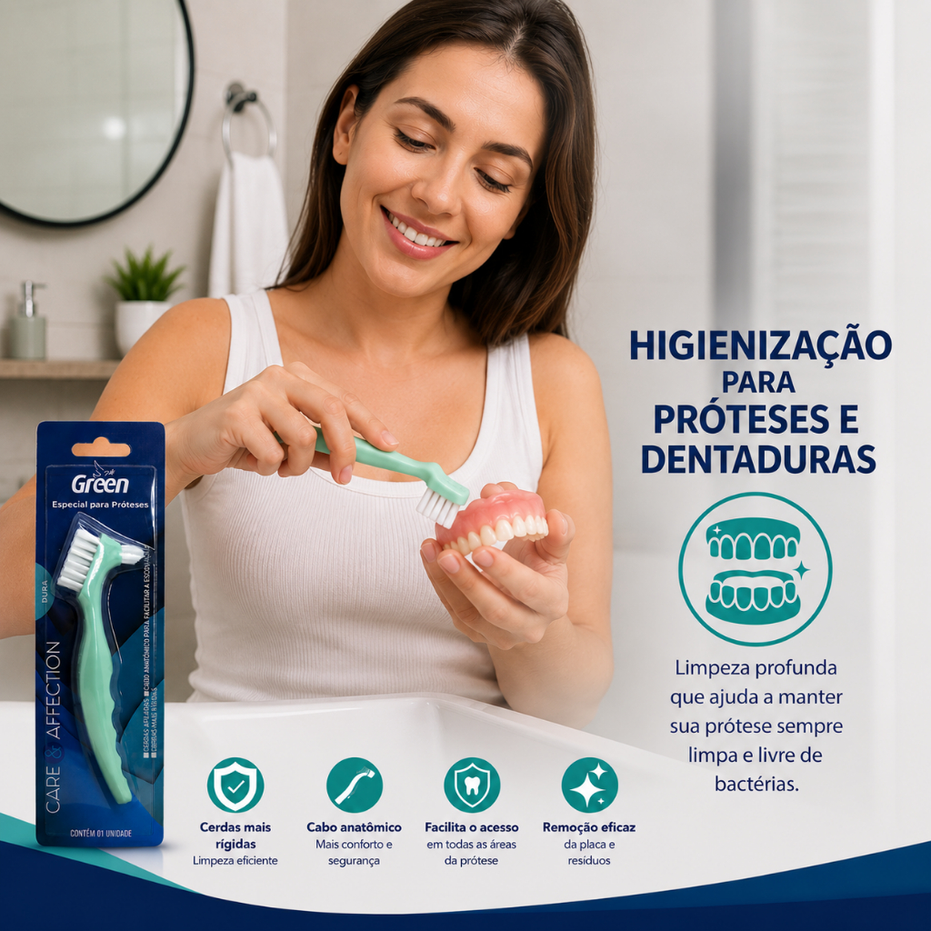 Escova Para Higienização de Prótese Dentária Care & Affection - Green