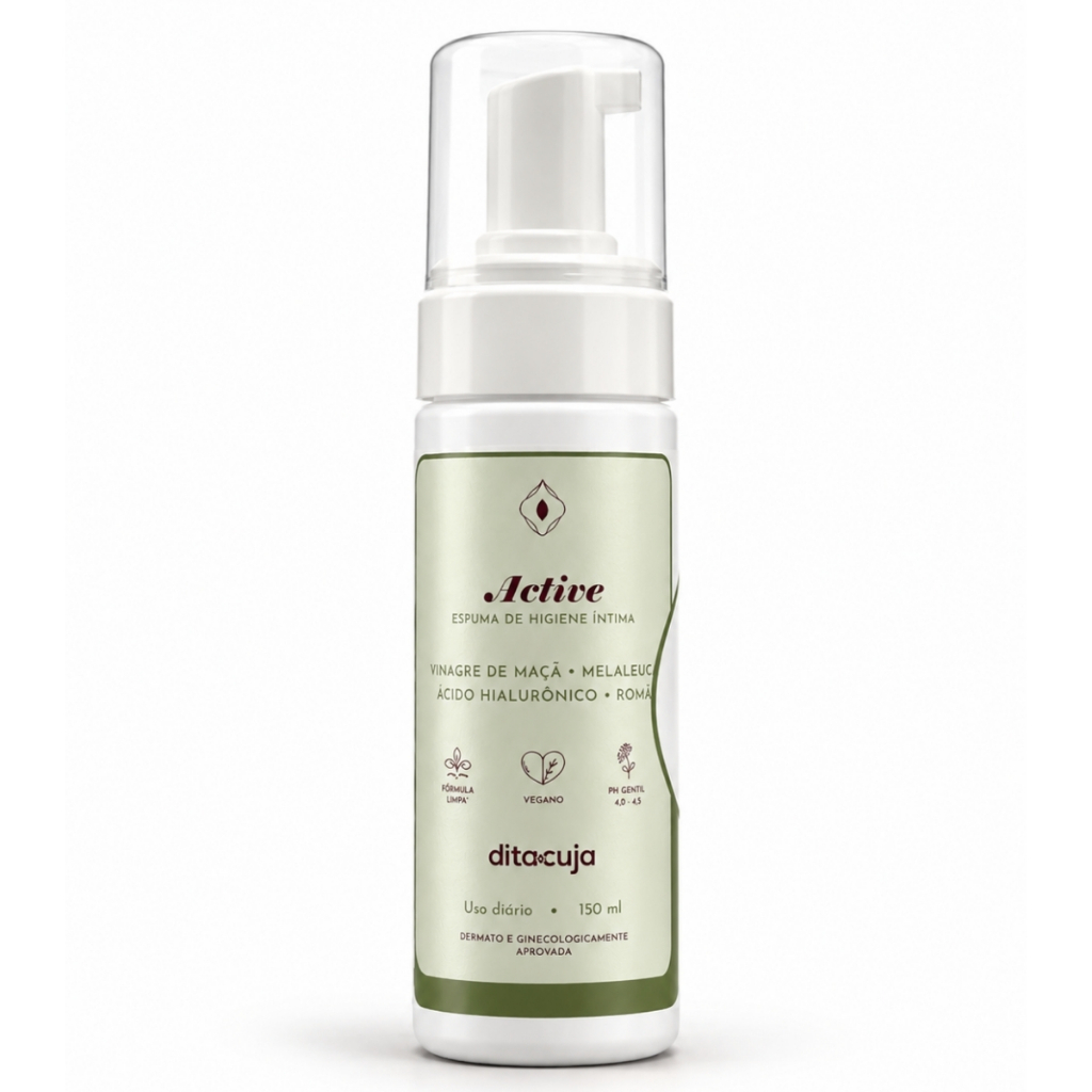 Espuma Íntima Natural ACTIVE | 150mL | Limpeza Suave, pH Equilibrado, Hidratação e Proteção