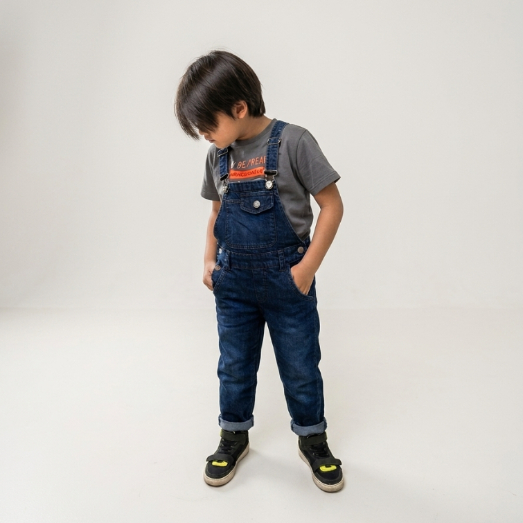 Macacão Jeans Infantil masculino com Ajuste Confortável jardineira menino – 02 ao 12 anos roupa guri
