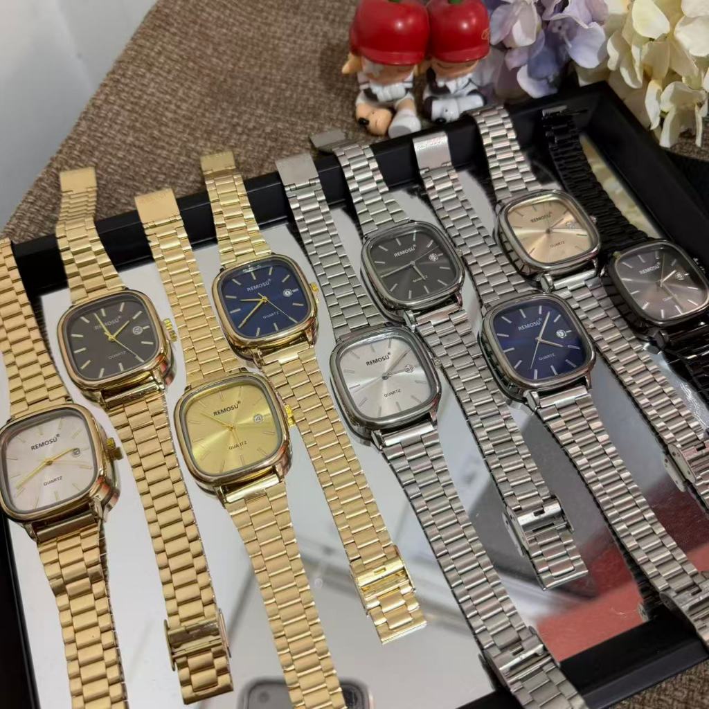 Relogio Masculina Feminina Quadrado Quartzo Com calendário Vintage Retro Classico