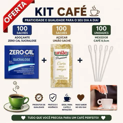 Açucar Uniao Sache + Adoçante Zero Cal Sucralose + Mexedor Cafe 8,5cm