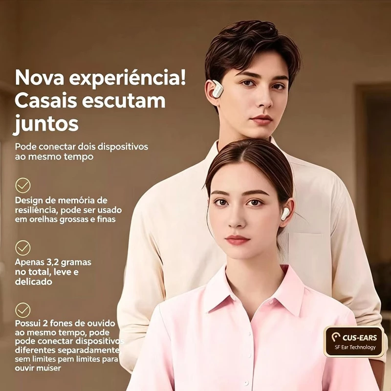 Fone de Ouvido Bluetooth On-Ear Clipe de Orelha com LED — foto 4