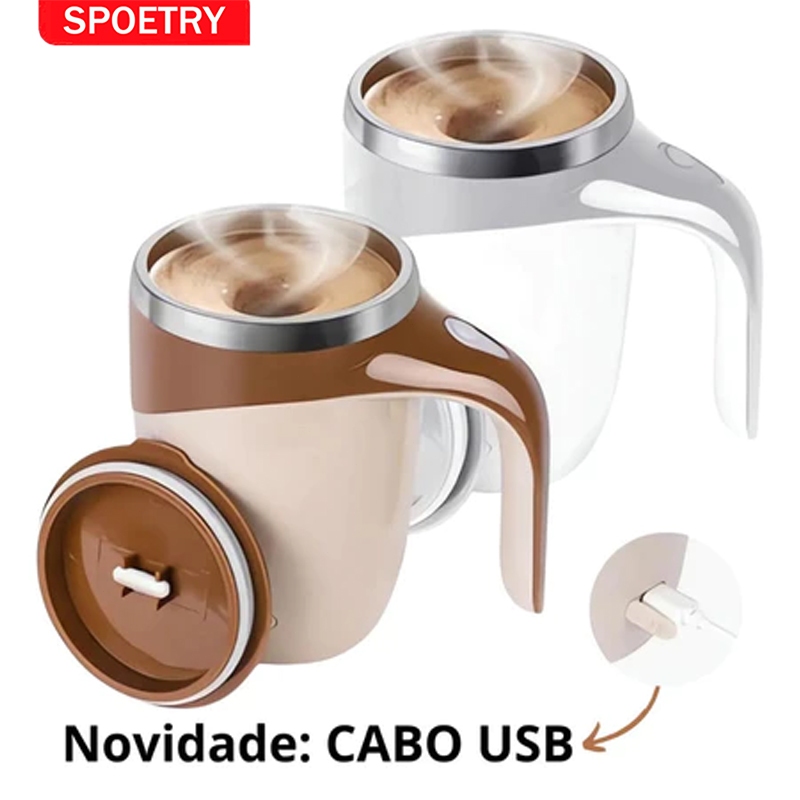 SPOETRY Caneca Misturadora Automática Elétrica USB Bateria Recarregável Mixer Café Chocolate Shakes 380ml
