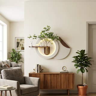 Quadro decorativo iluminação Led Lotus Decor Q8 sala hall quarto