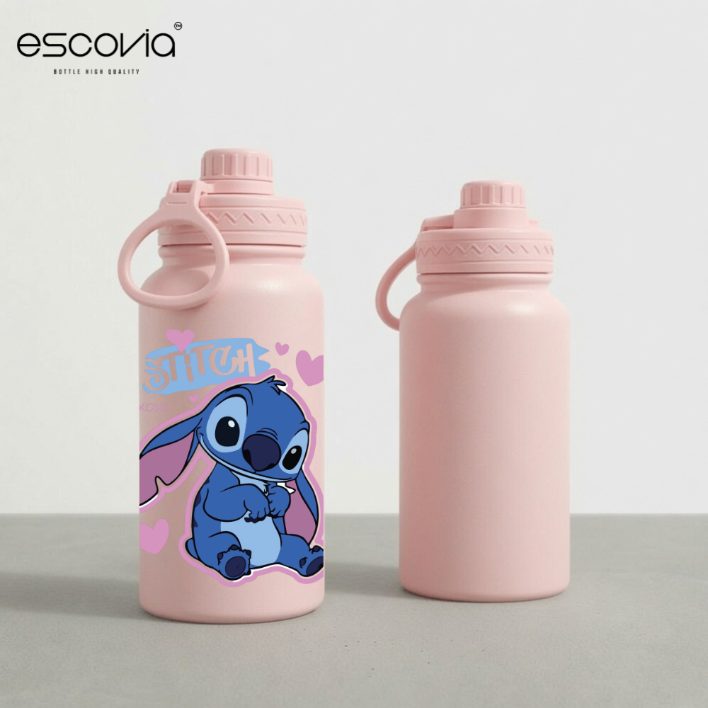 Garrafa Térmica Disney Stich Aço Inoxidavel Parede Dupla 350ml com tampa e Alça