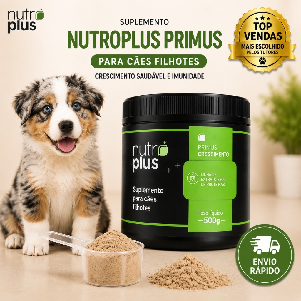 Suplemento para Cães Filhotes 500g Crescimento Saudável, Imunidade, Microminerais e vitaminas Nutroplus Primus