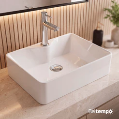 Cuba Pia de Apoio Sobrepor Retangular 42x31 Branca Banheiro Lavabo Beltempo BT-2318
