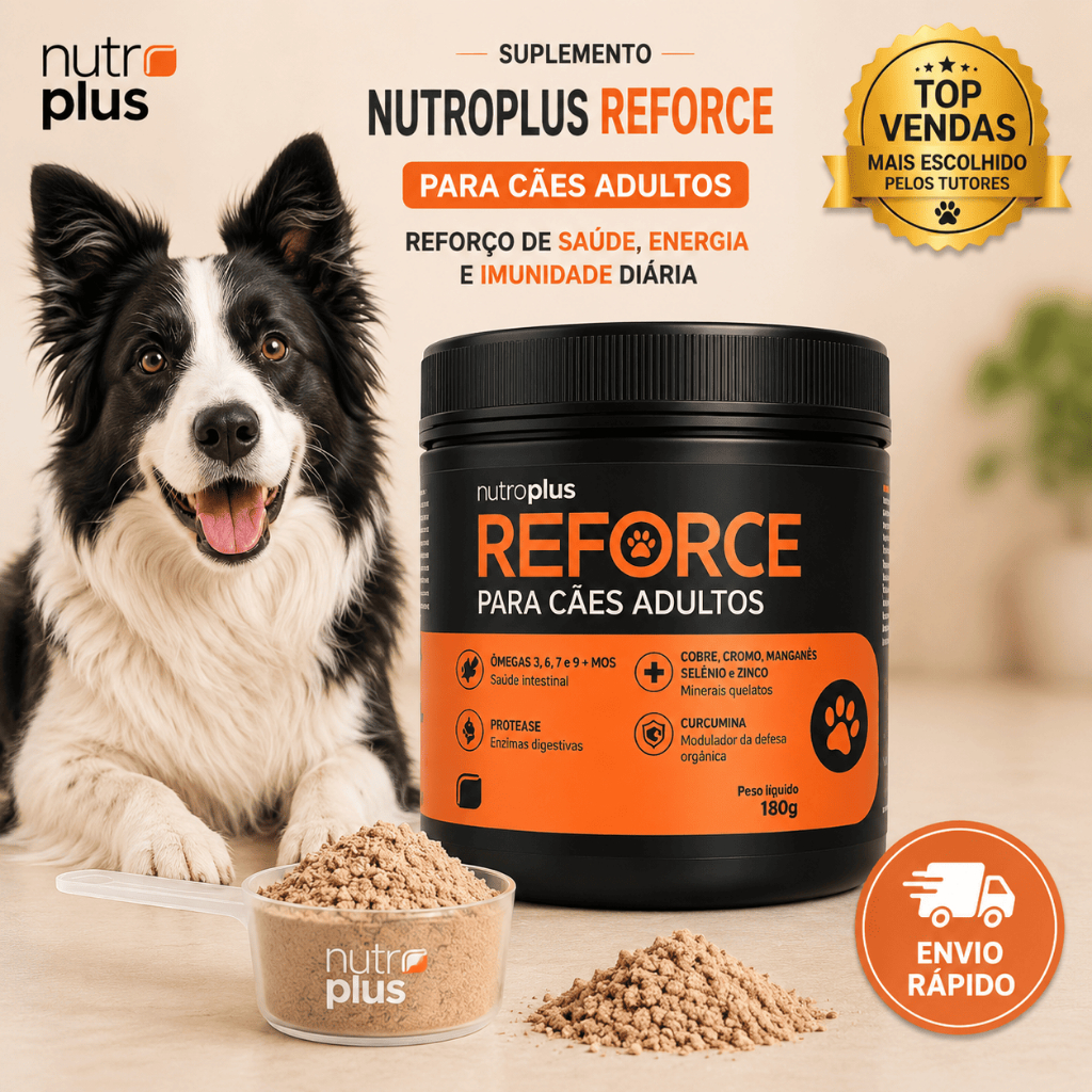 Suplemento para Cães adultos 180g Reforço de Saúde intestinal e imunidade diária fortalecida Nutroplus Reforço