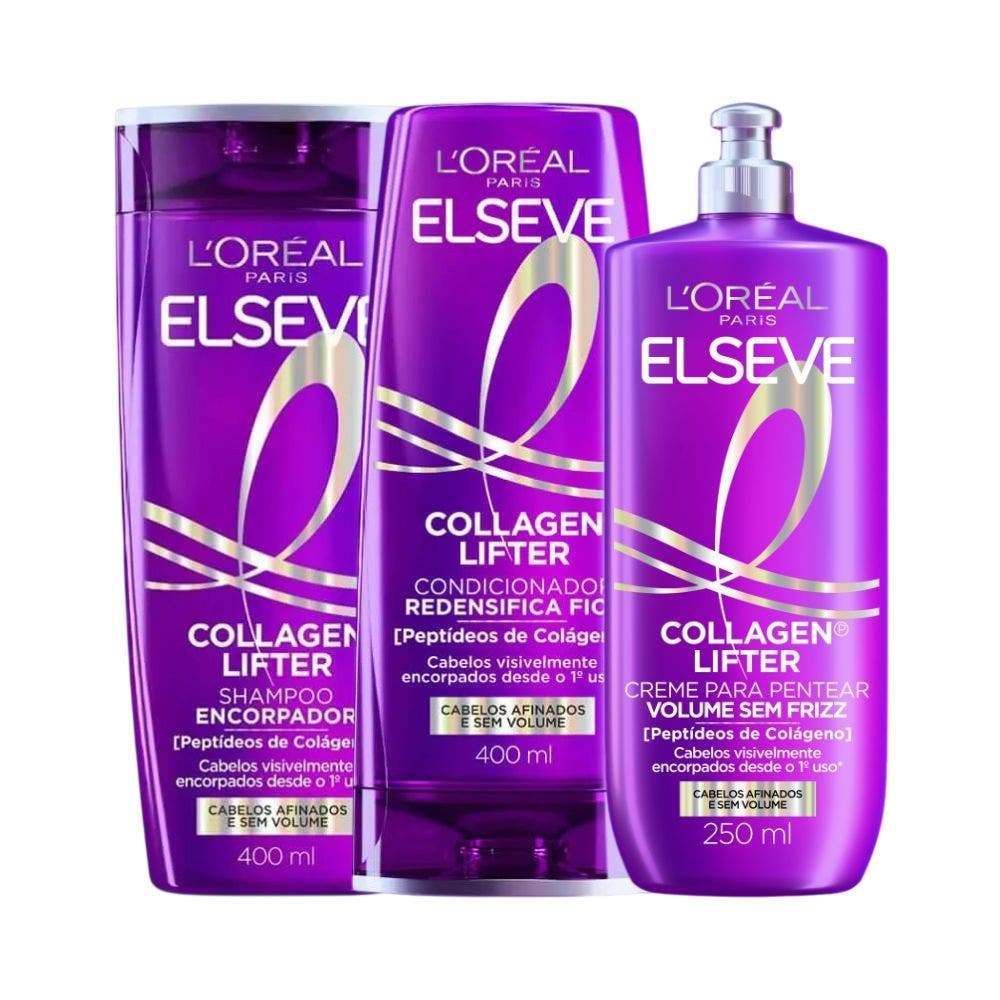 Kit Elseve Collagen Lifter Shampoo 400ml + Condicionador 400ml + Creme de Pentear 250ml