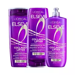 Kit Elseve Collagen Lifter Shampoo 400ml + Condicionador 400ml + Creme de Pentear 250ml