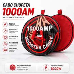 CABO CHUPETA 1000AM TRANSMISSÃO BATERIA CARRO MOTO 2.7M