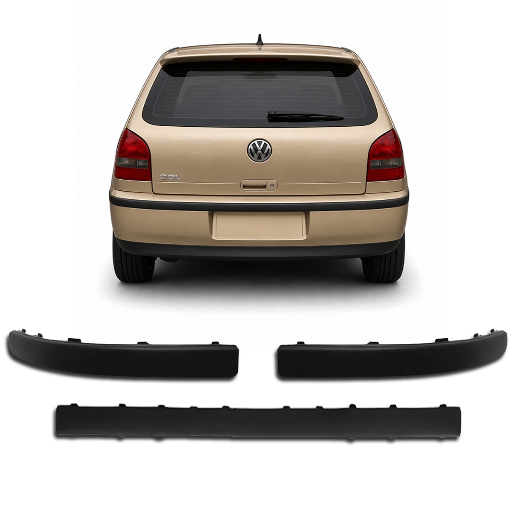 Kit Friso Para-choque Gol G3 2000 a 2004 Traseiro Esquerdo Central e Direito