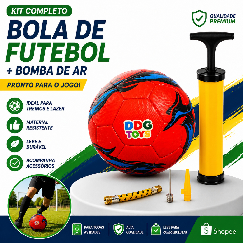 Bola Brasil Futebol Infantil Copa do Mundo N5 Praia Campo Diversão com Bomba de ar