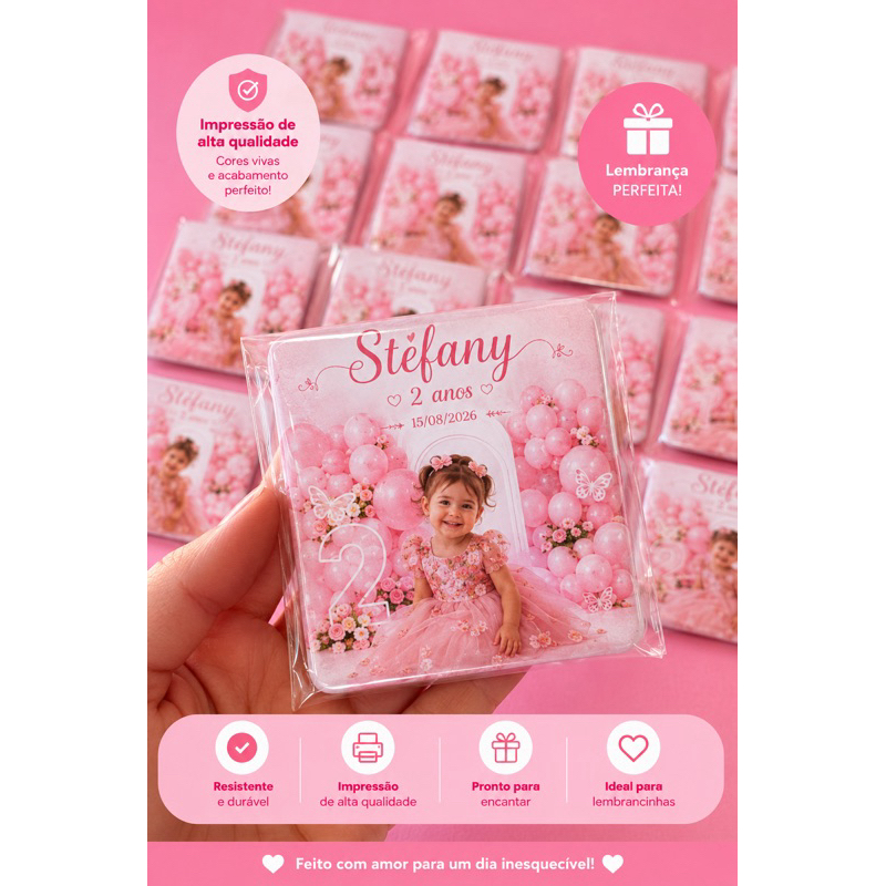 Kit 12 Ímãs de Geladeira Personalizados 5x5 cm | Lembrancinhas Aniversário Infantil