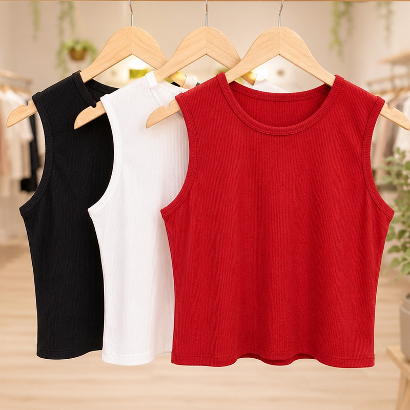 Kit 3 Blusas Croppeds Canelado Gola Básica Chic Minimalista Elegante Luxo