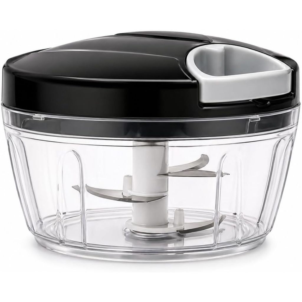 Mini Processador Manual 500ml Triturador de Alimentos 3 Lâminas Inox Pica Alho Cebola Legumes