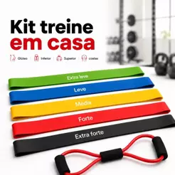 Kit Treine em Casa 5 Mini Bands + Elástico Extensor Funcional Fisioterapia Pilates Exercício Fortalecimento Muscular