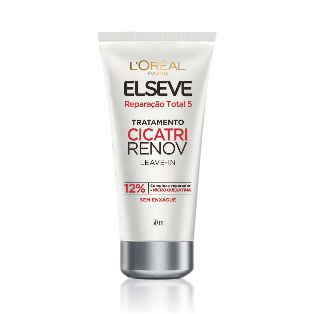 Leave-in de Tratamento com Reparação Imediata, Proteção Térmica, 10 em 1, L'Oréal Paris Elseve Cicatri Renov 50ml