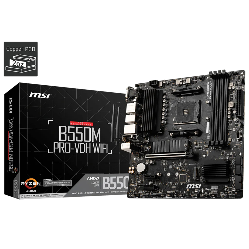 Wi-Fi Placa Mae Msi B550m Pro-vdh Wifi Ddr4 Socket Am4 Cor Preto