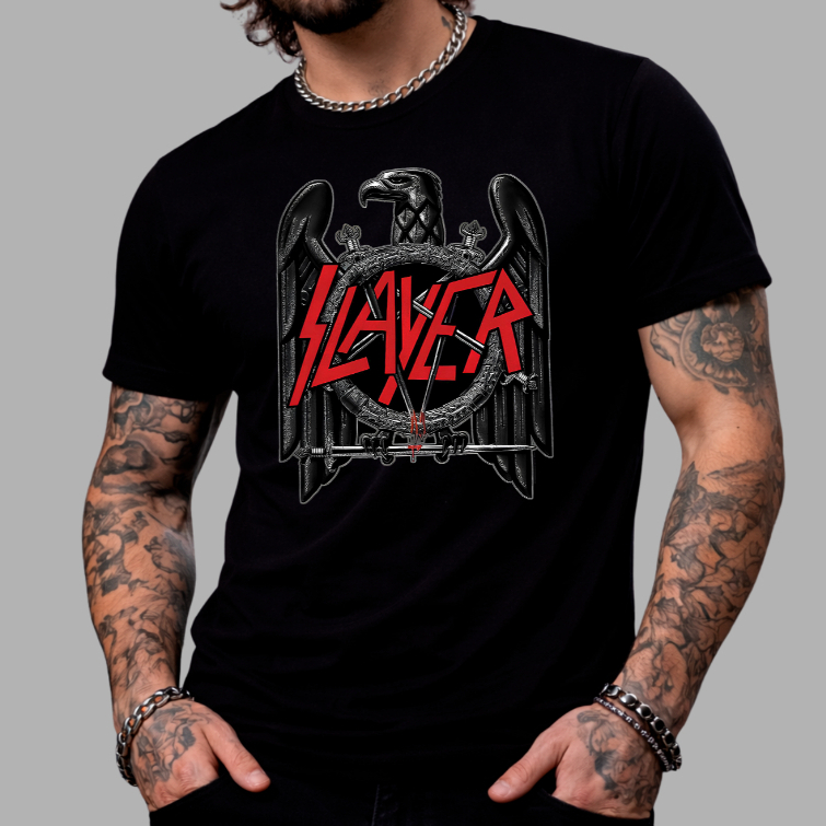 Camiseta Slayer Banda de Rock Musica Internacional Camisa Blusa Unissex Masculino Feminino Plus Size 100% Algodão