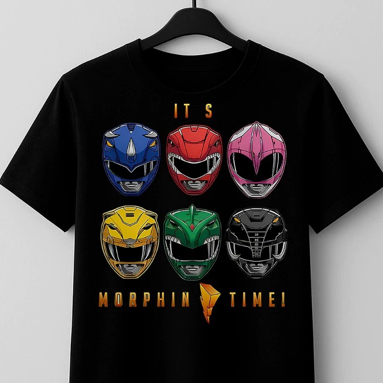 Camiseta Power Rangers Its Morphin Time Tokusatsu Camisa Basica e Oversized Algodão