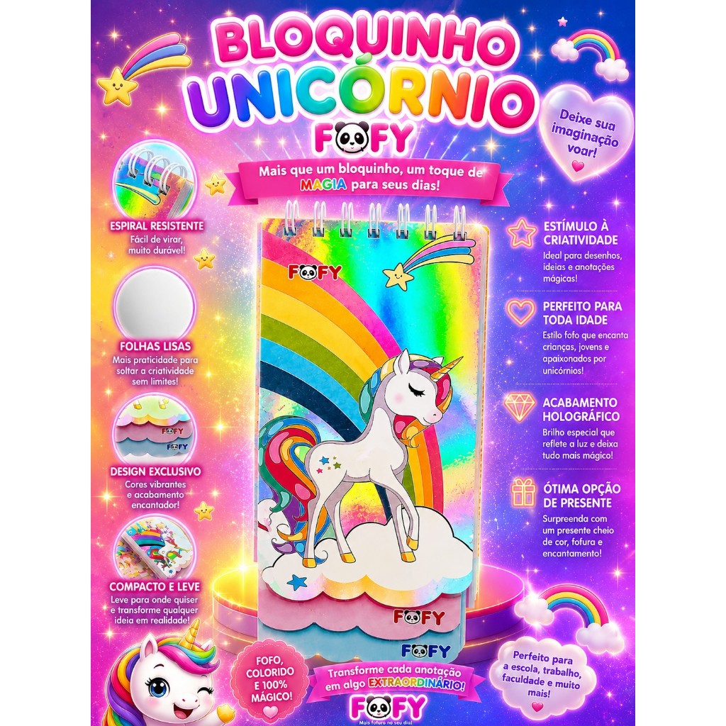 FOFY Bloco de Anotação Magical UNIDADE