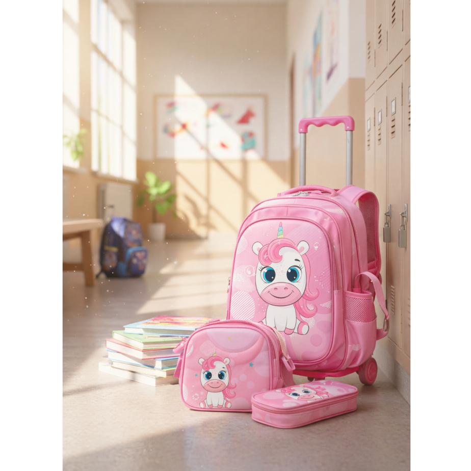 Kit Mochila Infantil Personagens 3d Estojo Lancheira Criança