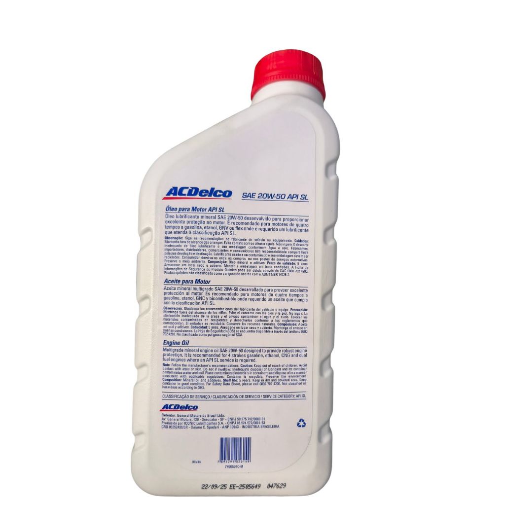 Kit Troca De Oleo Corsa 1.0 Completo ACDelco 20W50 Mineral 4 Litros E Filtros — imagem 2 de 2