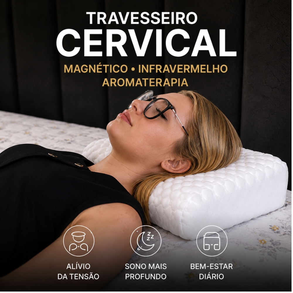 Travesseiro Cervical Magnético Infravermelho Aromaterapia Bommeister