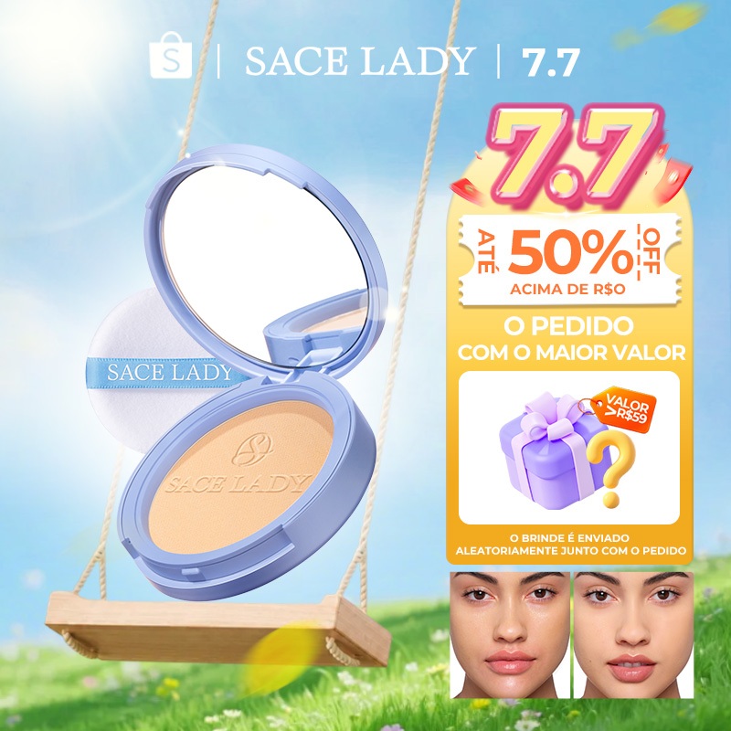 Pó Compacto SACE LADY Controle De Óleo Maquilhagem De Longa Duração Pó solto